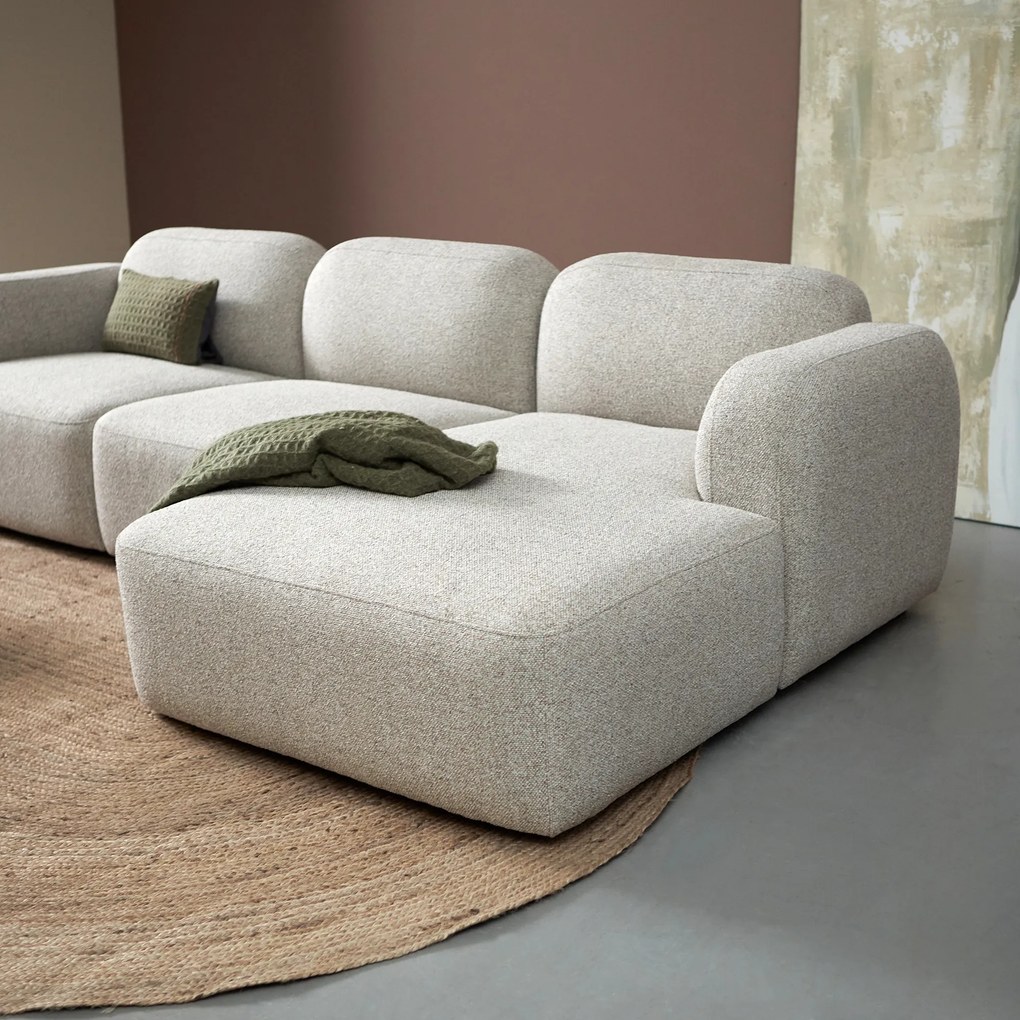 Moderne Hoekbank Rechts Beige Stof