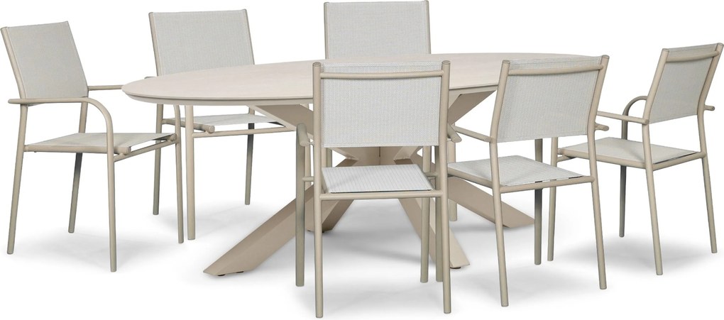 Tuinset 6 personen 240 cm Aluminium Taupe Presto Brentino/Lunea