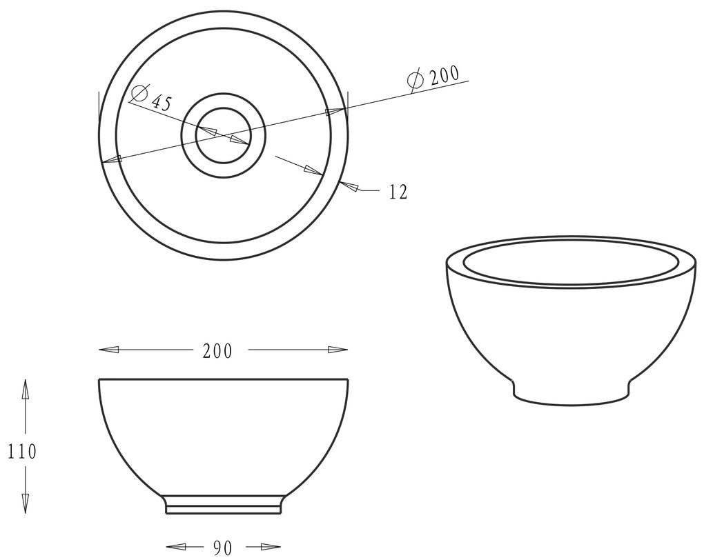 Mueller natuurstenen waskom voor toilet 20x20x11cm