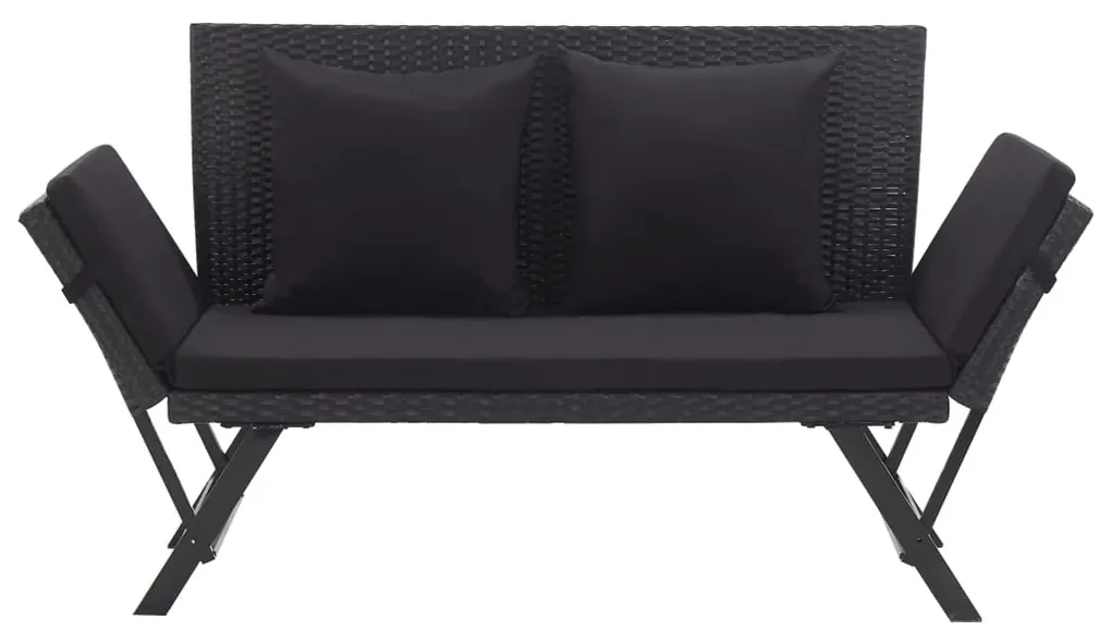 vidaXL Tuinbank met kussens 176 cm poly rattan zwart