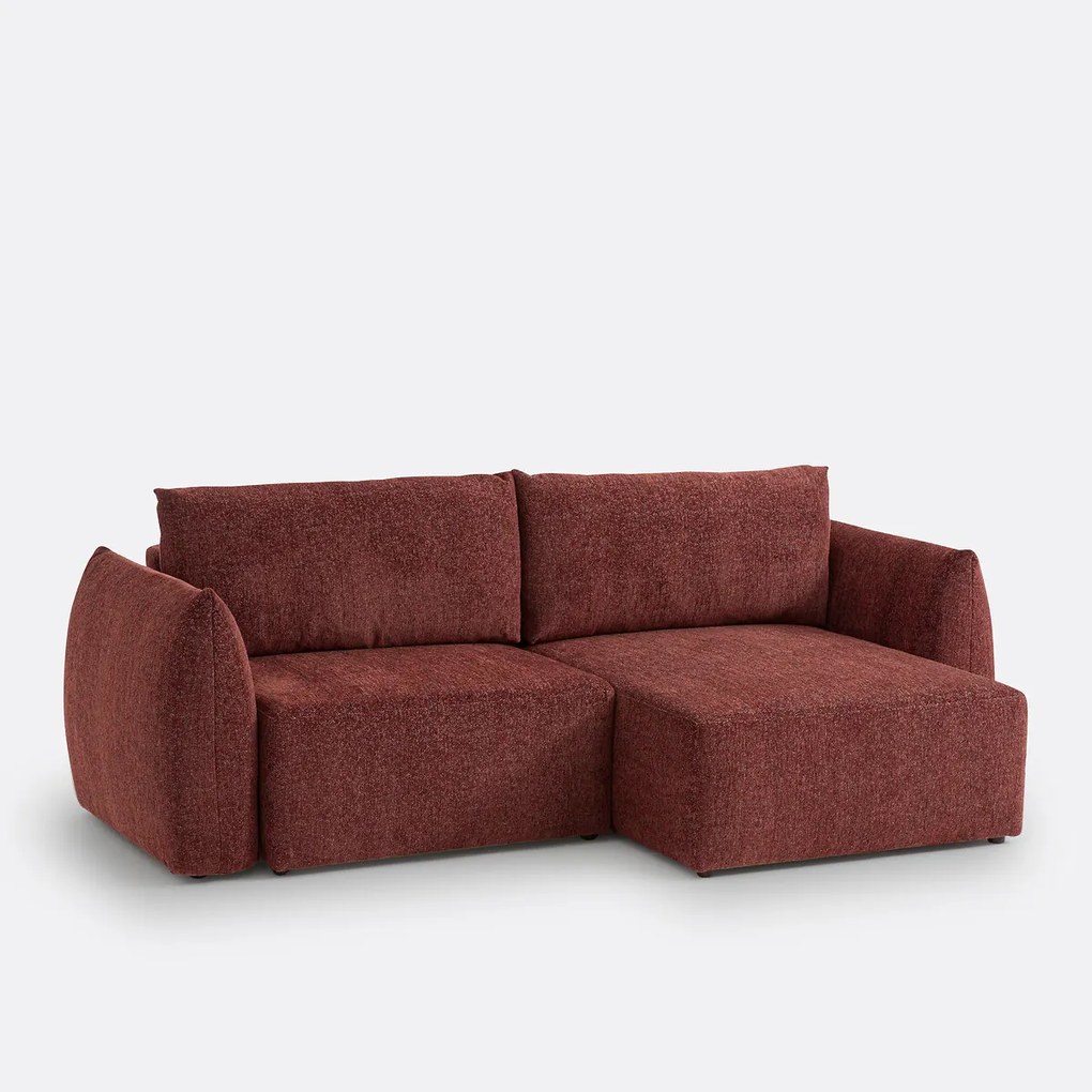 Ombouwbare hoekbank met koffer, in gemêleerde chenille stof, Edith