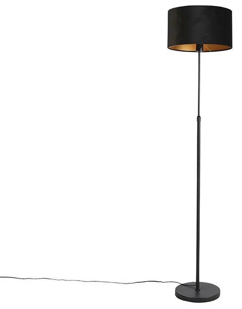 Smart vloerlamp zwart met velours kap zwart 35 cm incl. Wifi A60 - Parte