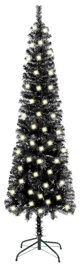 vidaXL Kerstboom met LED's smal 150 cm zwart