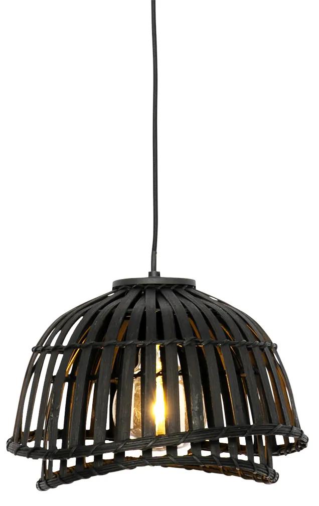 Oosterse hanglamp zwart bamboe 30 cm - PuaOosters E27 rond Binnenverlichting Lamp