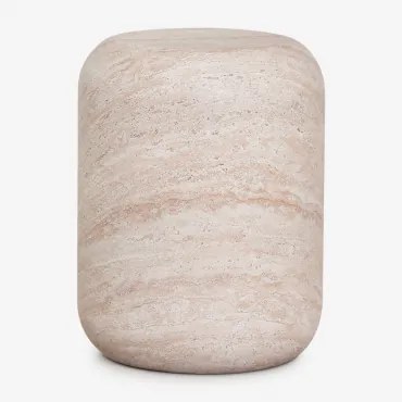 Set Van 2 Ronde Nachtkastjes Ø35 Cm In Fonelas Cement Look Travertino - Sklum