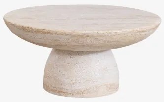 Ronde Tuintafel Ø70 Cm In Cement Zenadia Look Travertino - Sklum