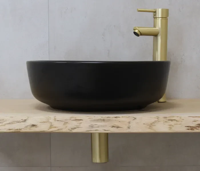 Saniclear Pura waskom set met gouden kraan compleet