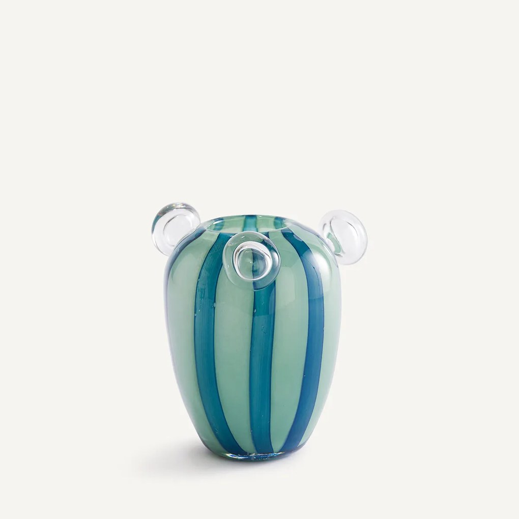 Vaas in handgeblazen glas met 3 bellen, H20,5 cm, Celis