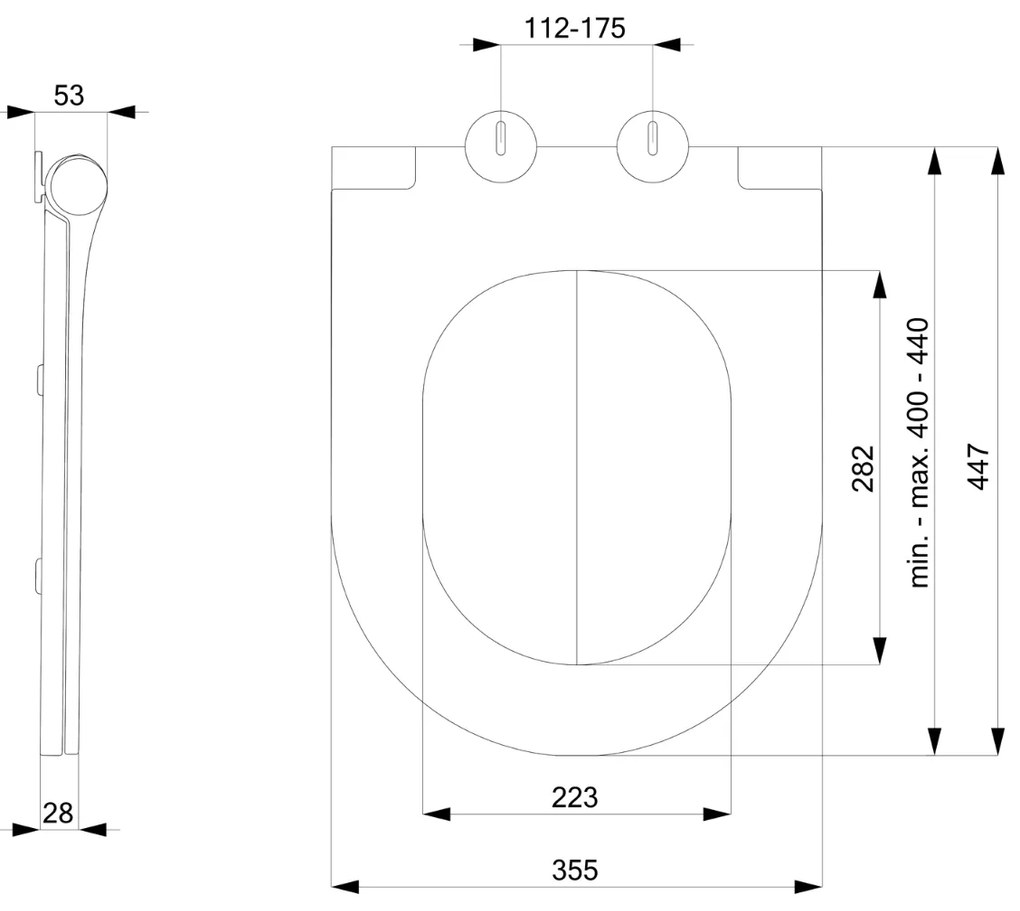 Sapho Brilla randloos toilet met zitting 36.5x53cm zwart mat