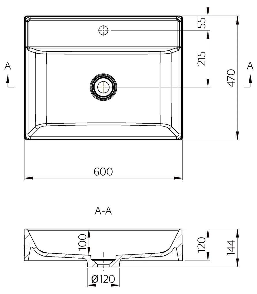 Sapho Twiga mineraalmarmeren wastafel 60x47cm wit