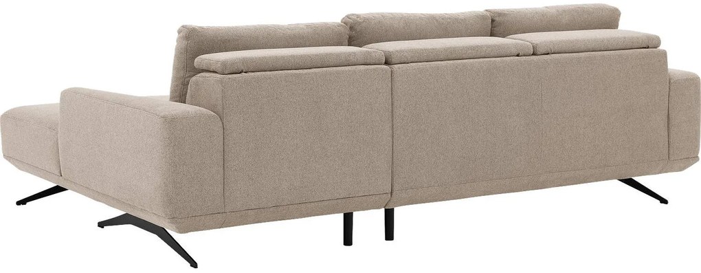 Goossens Excellent Bank Princess Met Elektrisch Uitschuifbaar Zitvlak beige, stof, 2,5-zits, elegant chic met chaise longue rechts