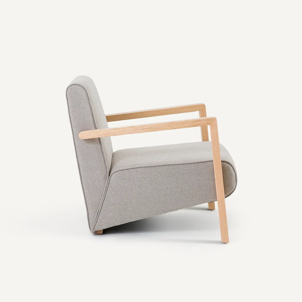 Fauteuil met 42% wollen stof en eiken Sanami poten