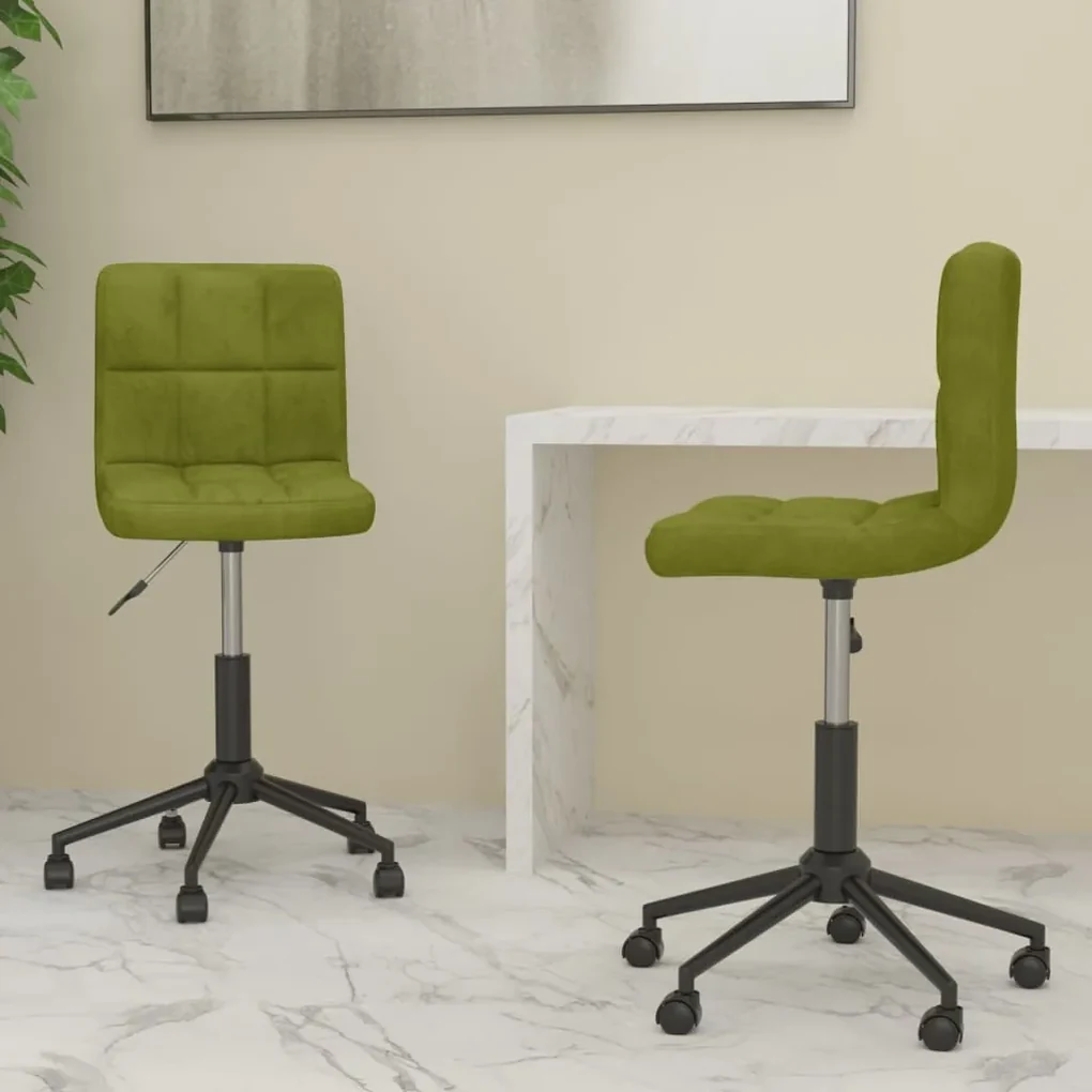 vidaXL Eetkamerstoelen draaibaar 2 st fluweel lichtgroen