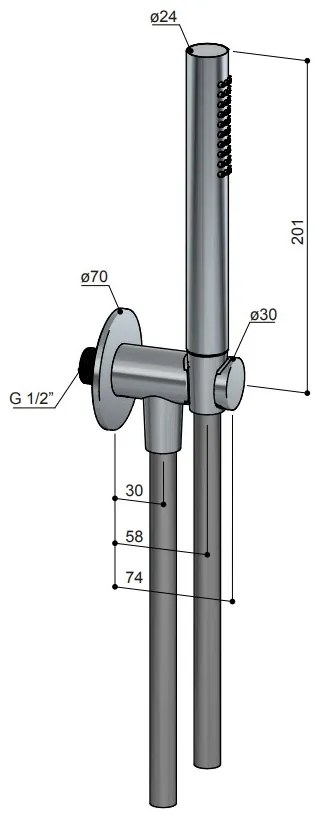 Hotbath ACE handdouche met wanduitlaat en doucheslang koper geborsteld PVD