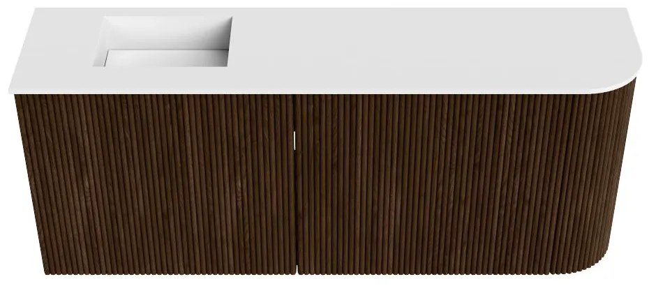 Mondiaz Joya 100cm toiletmeubel ronding rechts walnut met wastafel faye links 1 kraangat talc
