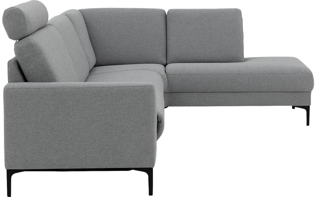 Goossens Hoekbank Dallas lichtgrijs, stof, 1,5-zits, modern design met ligelement rechts