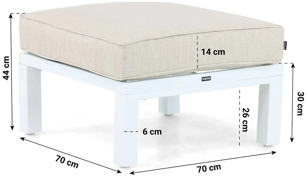 Hoek loungeset 5 personen Aluminium/Polywood (teakfinish) Wit Lifestyle Garden Furniture Bilbao