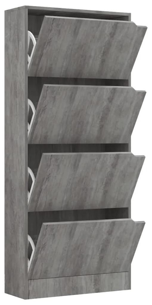 vidaXL Schoenenkast met 4 deuren 59x24x136 cm spaanplaat betongrijs