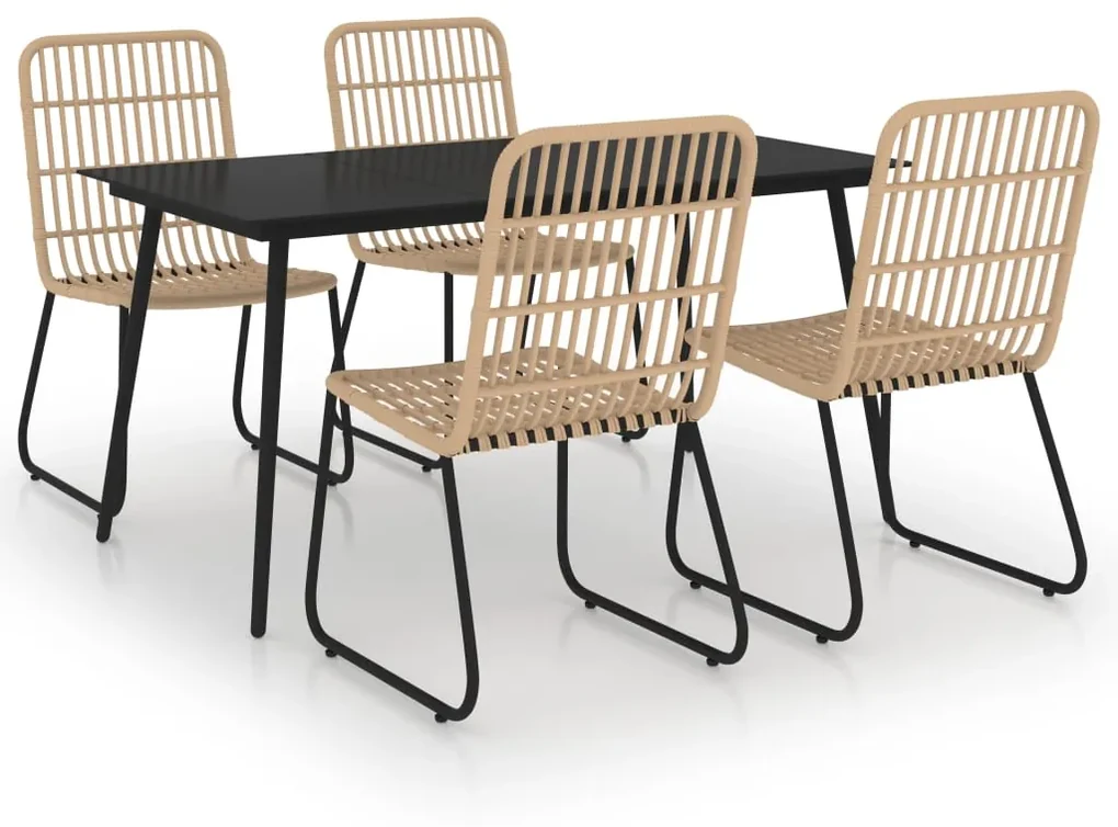 vidaXL 5-delige Tuinset poly rattan en glas