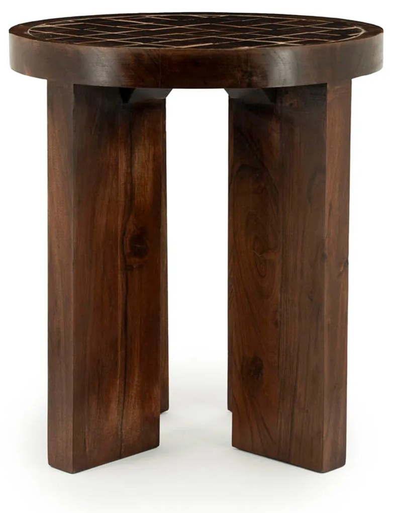 Bijzettafel Hout Met Tegeltjes - 40 X 40cm.