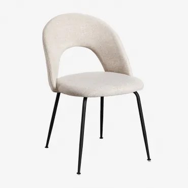 Set Van 2 Gestoffeerde Eetkamerstoelen Glorys Zwart & Stof Beige & Tela - Sklum