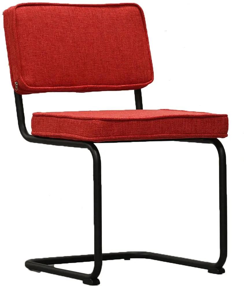 Dimehouse | Remo Eetkamerstoel breedte 52 cm x diepte 58 cm x hoogte 87 cm rood eetkamerstoelen stof, metaal meubels stoelen & fauteuils