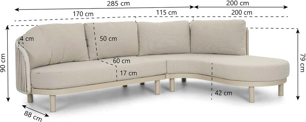 Hoek loungeset 5 personen Rope Grijs  Santika Furniture Santika