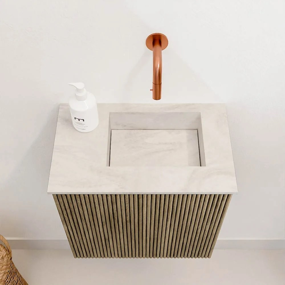 Mondiaz Joya DLux 40cm toiletmeubel dusk met wastafel faye rechts zonder kraangat ostra