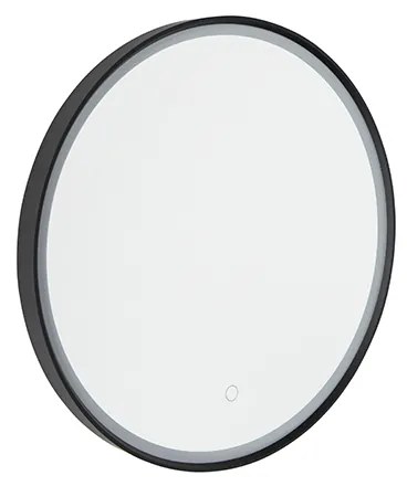 Badkamerspiegel zwart 50 cm incl. LED 3-staps dimbaar met touch rond - Miral