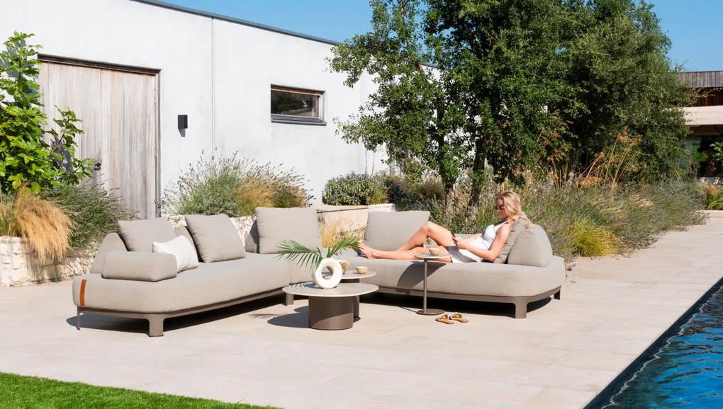 4 Seasons Outdoor Santorini hoek loungebank terre met XL-hoek Loungebank bruin weerbestendig