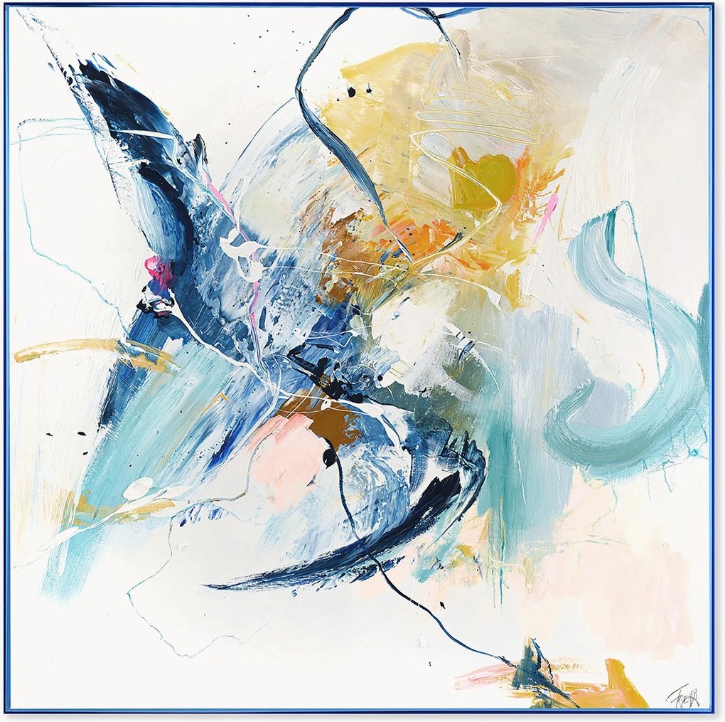 Ingelijste canvasprint Confidential Blue, handafgewerkt