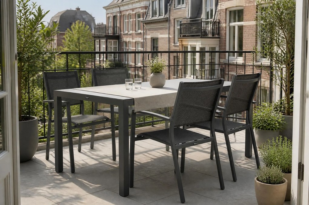 Tuinset 4 personen 150 cm Aluminium/textileen Grijs Lifestyle Garden Furniture Sella/Venustas