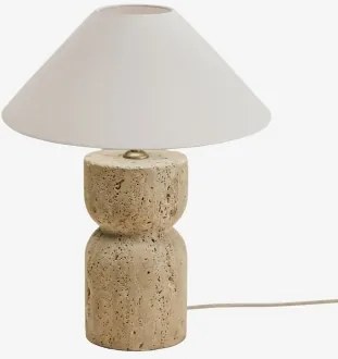Diniz Tafellamp Van Natuursteen Travertine & Wit Mat Ø35 Cm - ?15 Cm Graciela - Sklum
