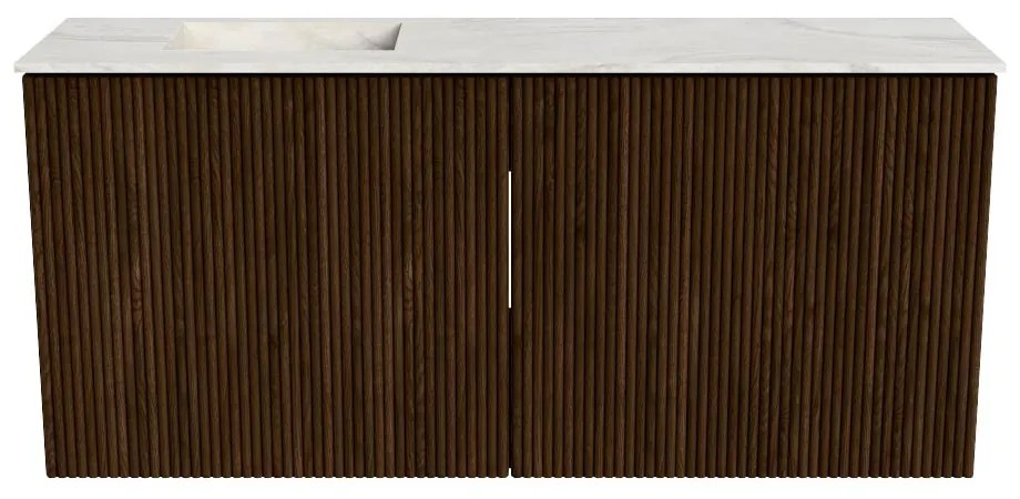 Mondiaz Joya DLux 90cm toiletmeubel walnut met wastafel faye links zonder kraangat ostra