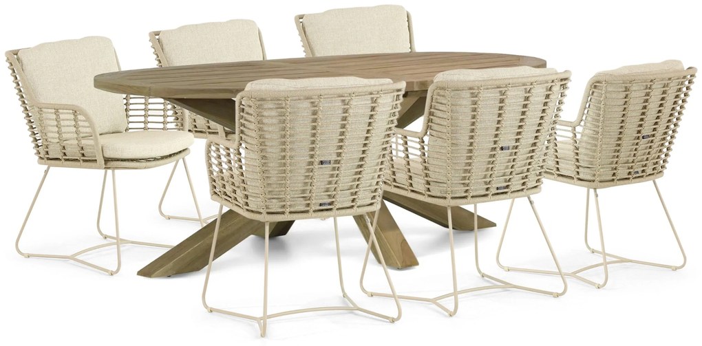 Tuinset 6 personen Aluminium/rope Taupe 4 Seasons Outdoor Fabrice/Boston
