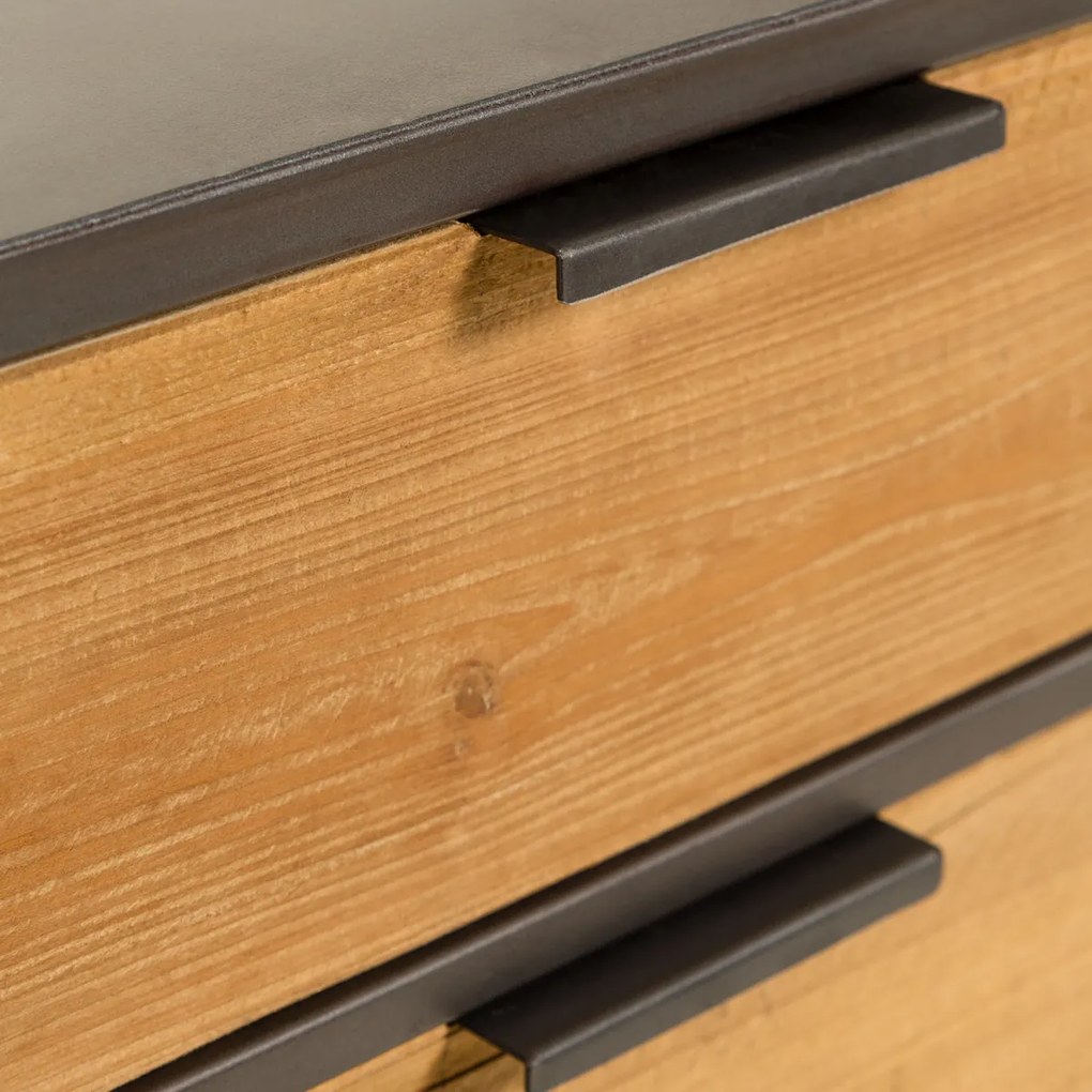Kave Home Kyoko Rotan Webbing Dressoir Zwart Staal - 120x40x75cm.