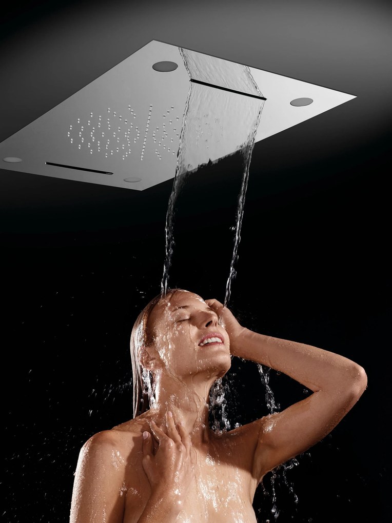 Tres Shower Technology elektronische inbouwthermostaat met waterval plafonddouche en lichttherapie