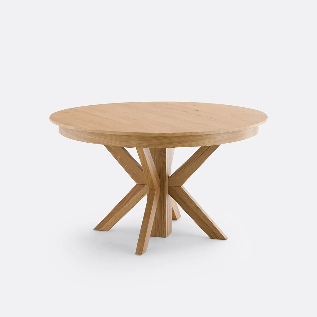 Uitschuifbare ronde eettafel, eiken en fineer, 6 tot 12 couverts, GOSLING