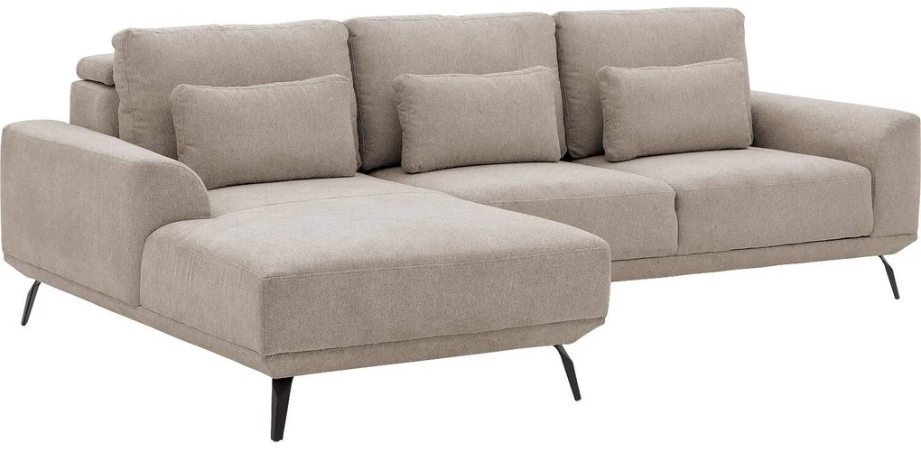 Goossens Excellent Bank Princess Met Elektrisch Uitschuifbaar Zitvlak beige, stof, 2,5-zits, elegant chic met chaise longue links