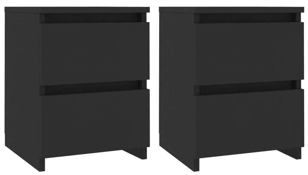vidaXL Nachtkastjes 2 st 30x30x40 cm bewerkt hout zwart