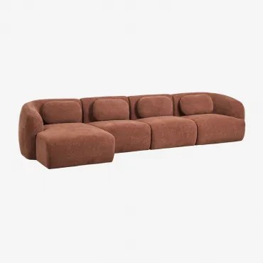 4-delige Linker Modulaire Chaise Longue Bank In Chenille Coquette Chenille Roestbruin - Sklum