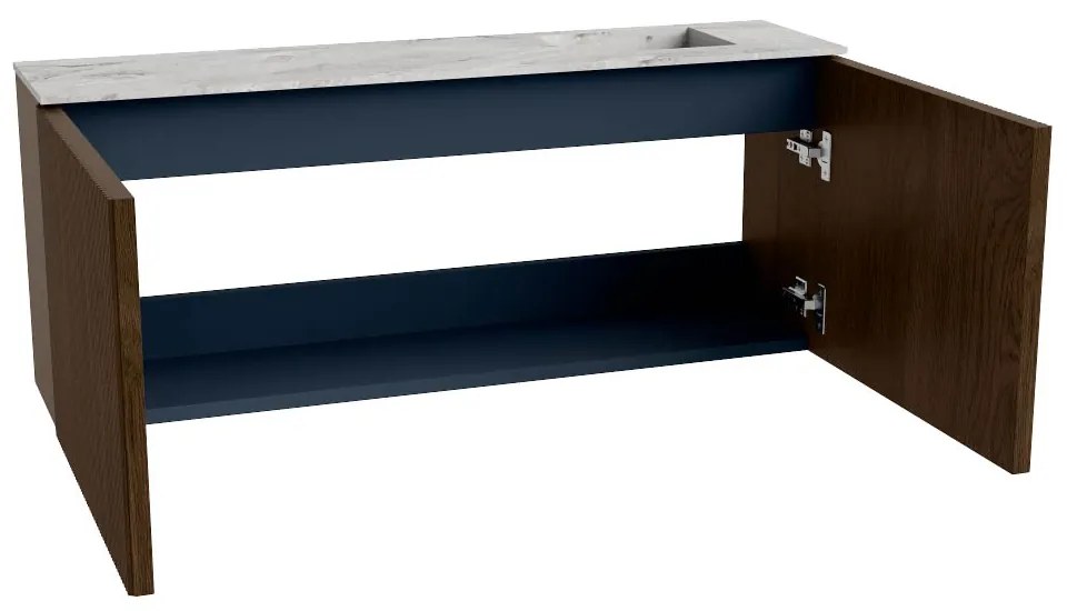 Mondiaz Joya DLux 100cm toiletmeubel walnut met wastafel faye rechts zonder kraangat glace
