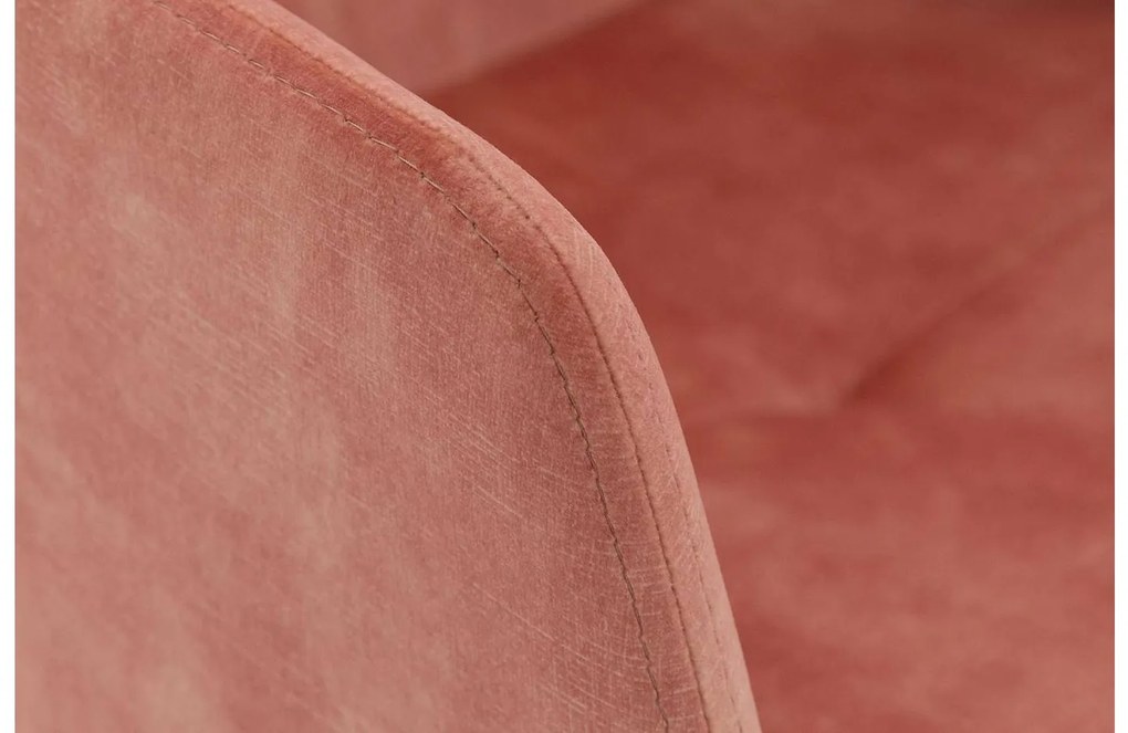 Goossens Excellent Eetkamerstoel Manzini roze velvet stof met armleuning, modern design