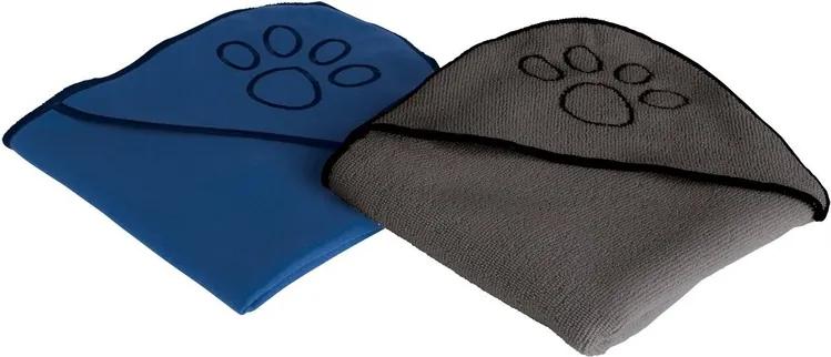 Huisdier-handdoeken 2x antraciet/blauw