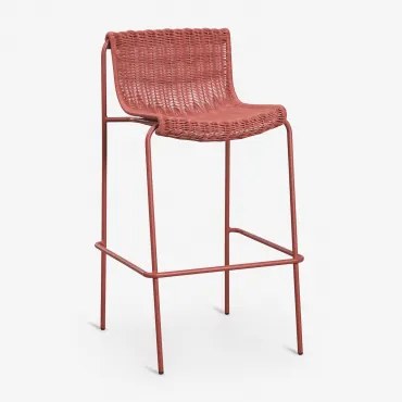 Pack Van 4 Hoge Tuinkrukken Van Synthetisch Riet En Staal Revia Terracota & ↑75 Cm - Sklum