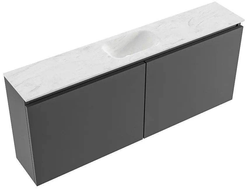 Mondiaz Ture DLux toiletmeubel 120cm dark grey met wastafel opalo midden met kraangat