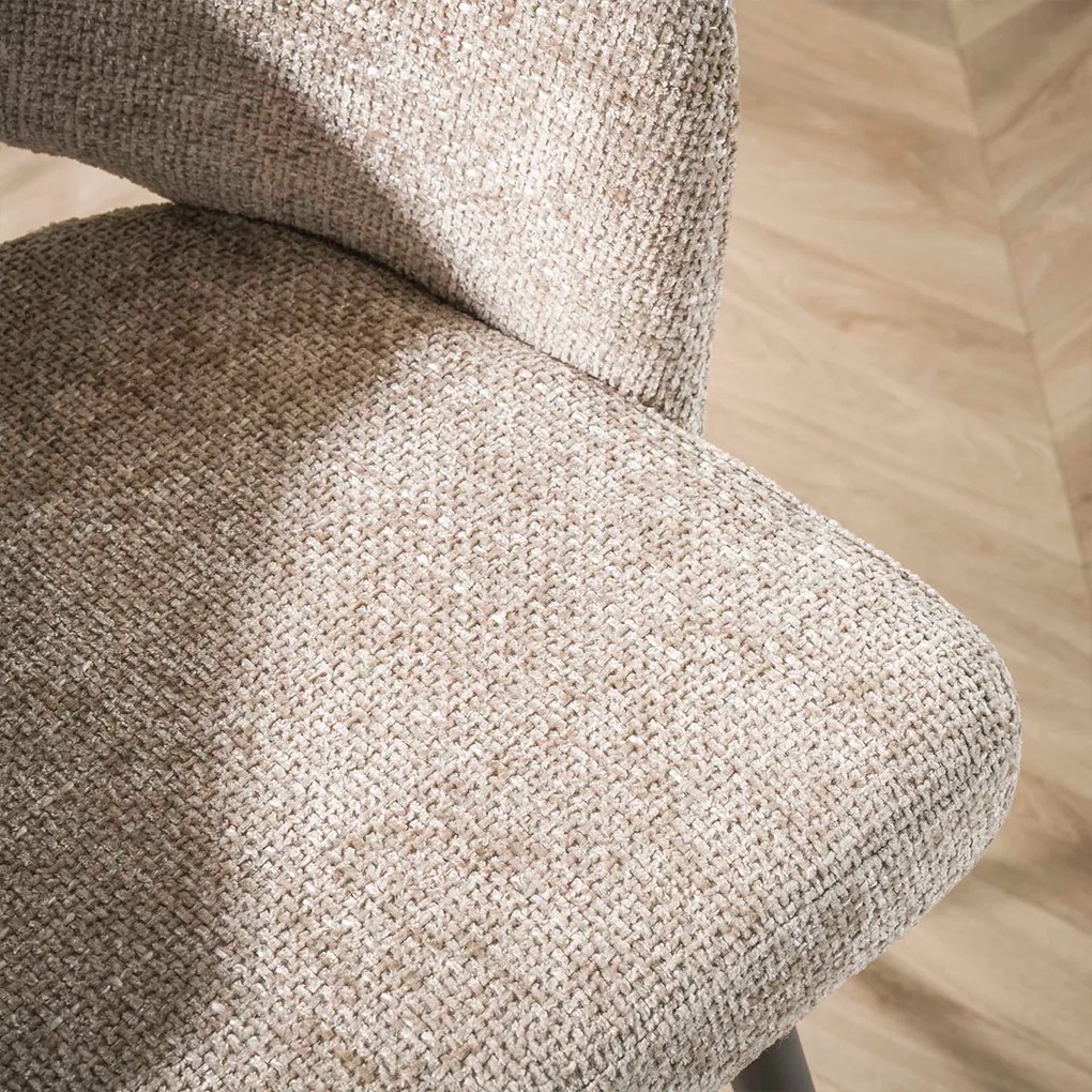 Zandkleur Stoel Met Ronde Rugleuning Stof