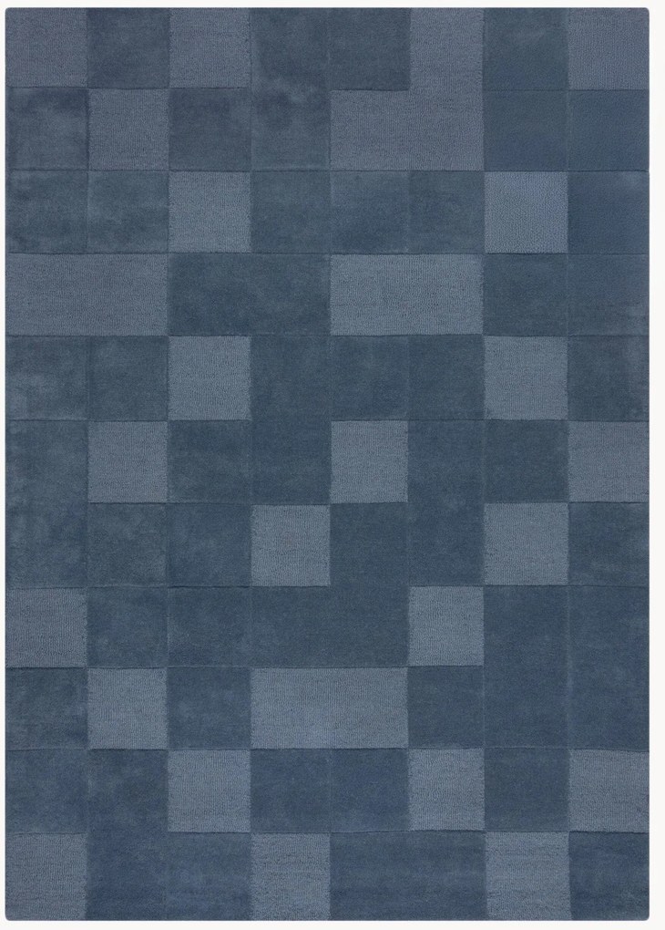 Handgetuft hoog-laag wollen vloerkleed Checkerboard