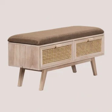 Bank Van Hout Met 2 Lades Ralik Design Natuurlijk Hout - Sklum