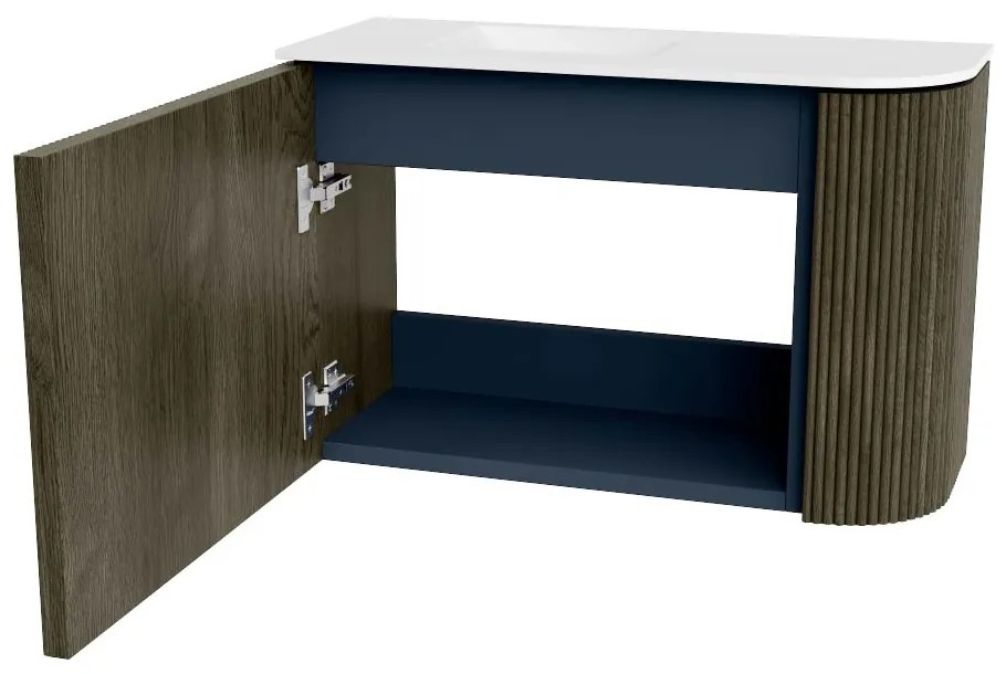 Mondiaz Joya 60cm toiletmeubel ronding rechts shadow met wastafel faye links zonder kraangat talc
